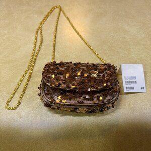 H&M Bronze Sequin Small Bag w/Goldchain Strap